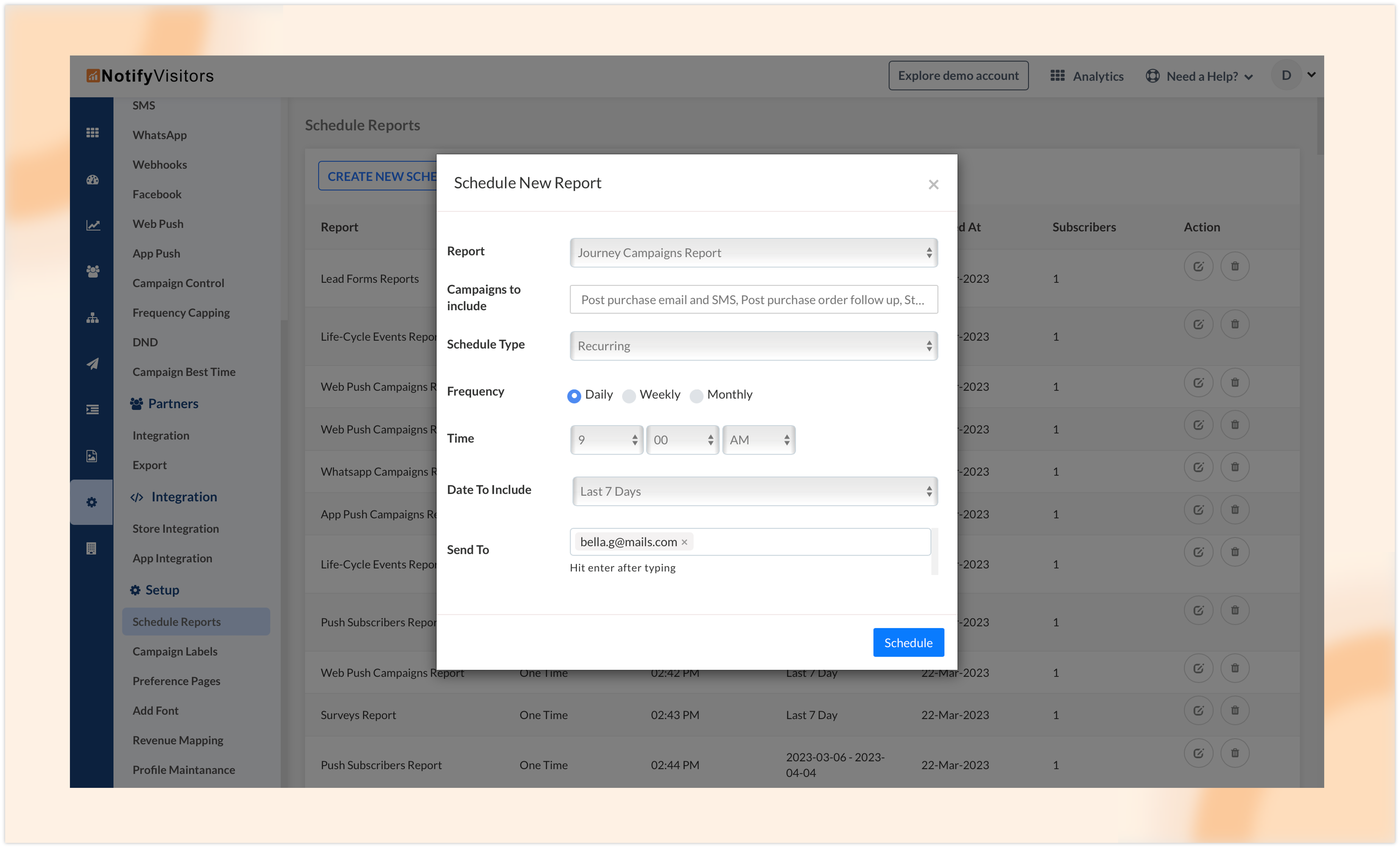 Schedule multiple journey reports at once