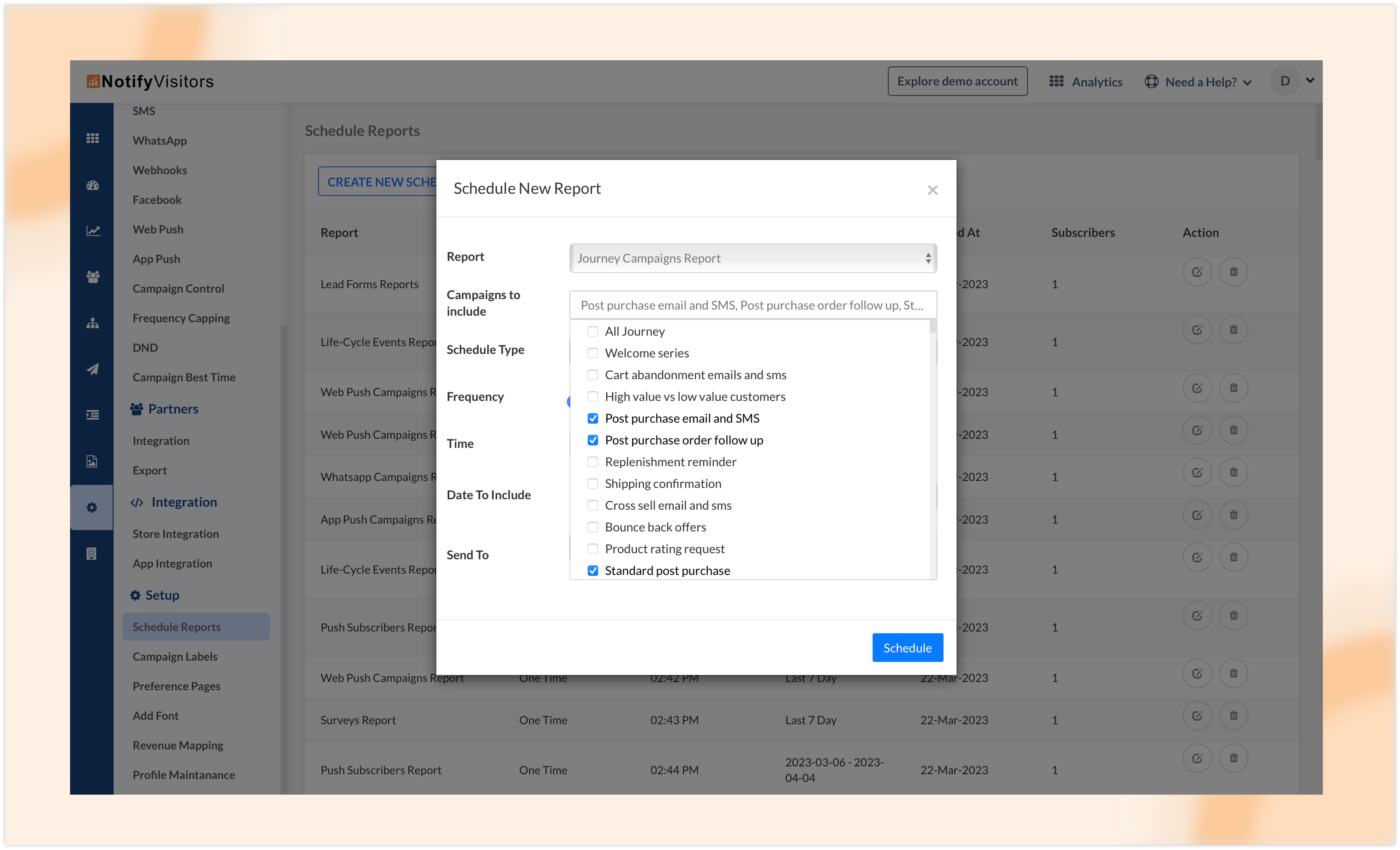 Schedule multiple journey reports at once