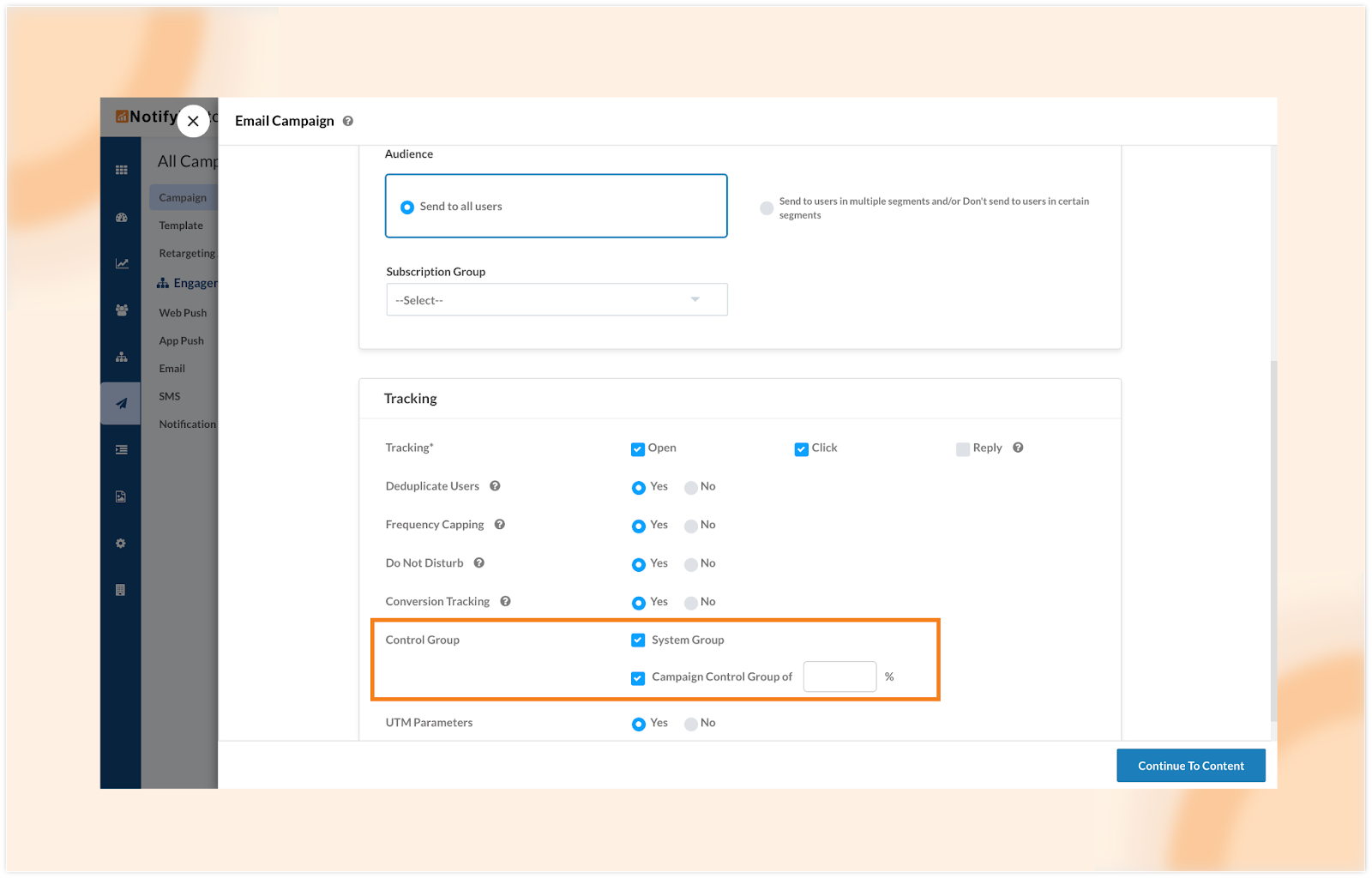 Control group feature