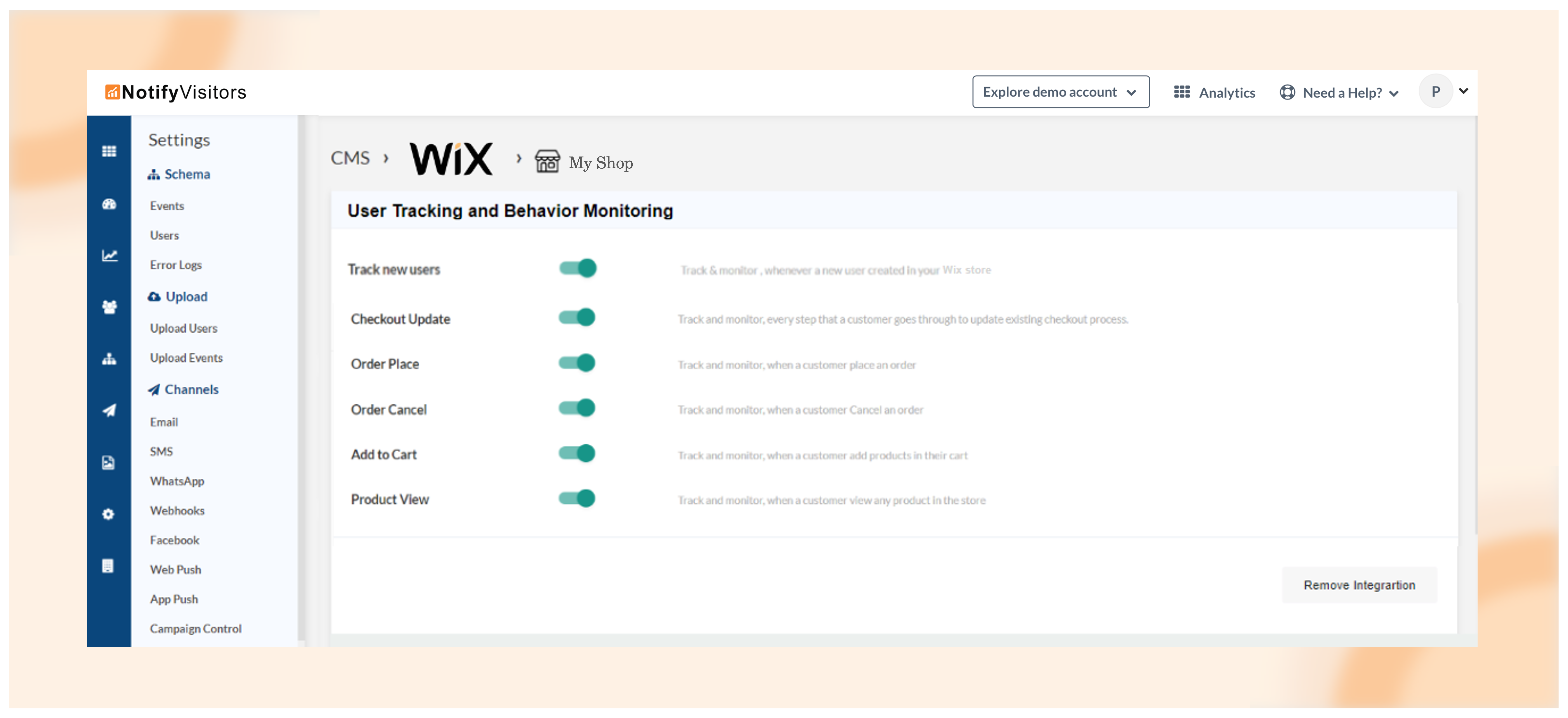 Wix integration with NotifyVisitors