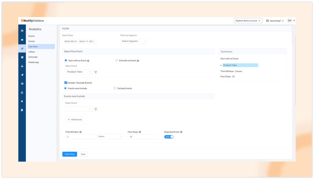 User flow analyses