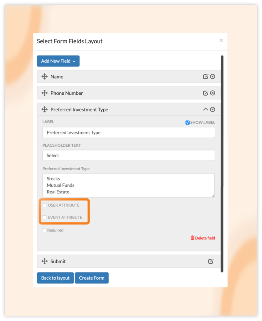 Capture signup form data as event attribute