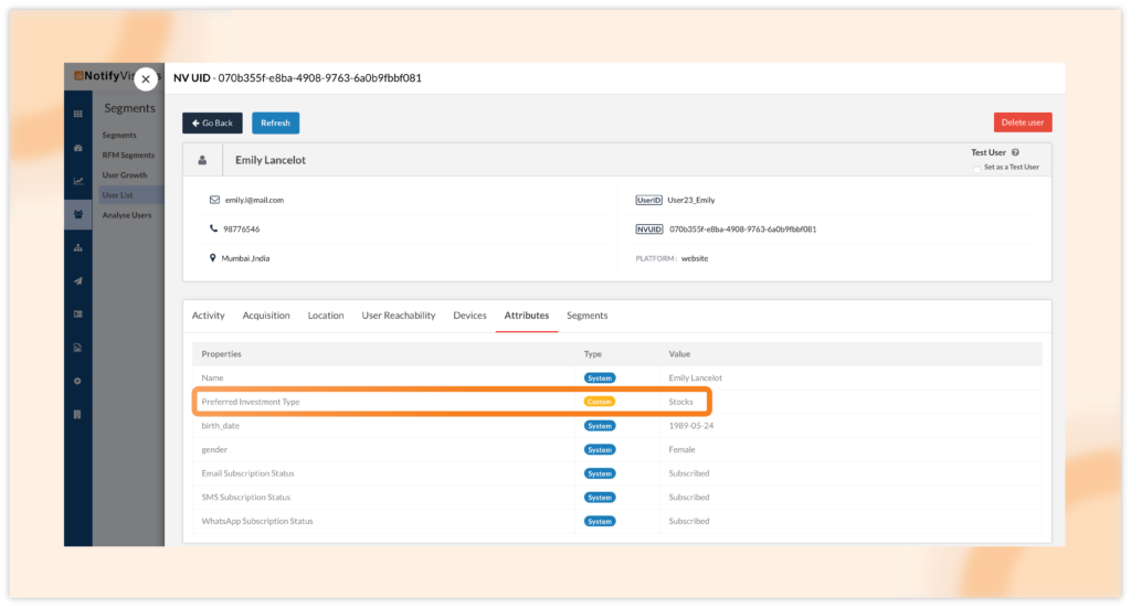 Capture signup form data as event attribute