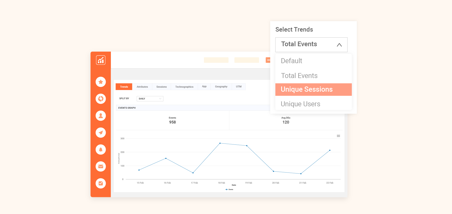 Added “unique sessions” and “unique users” metrics in event analytics