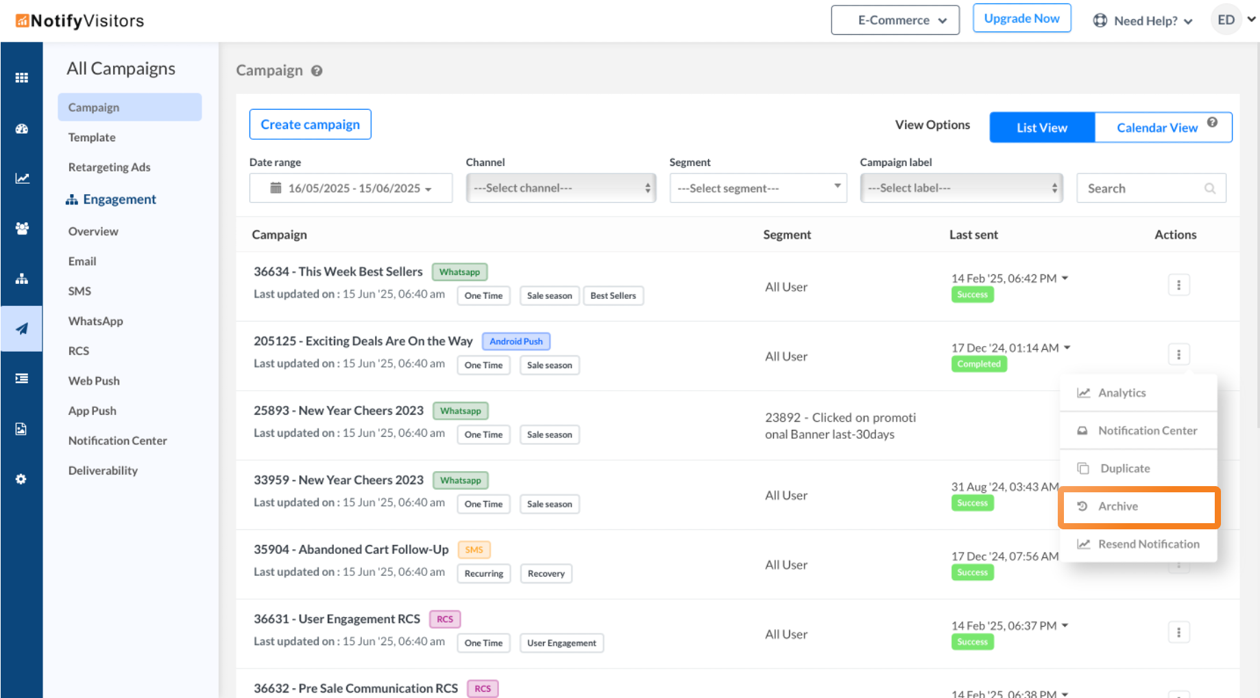Archived campaigns – A smarter way to manage your campaign history