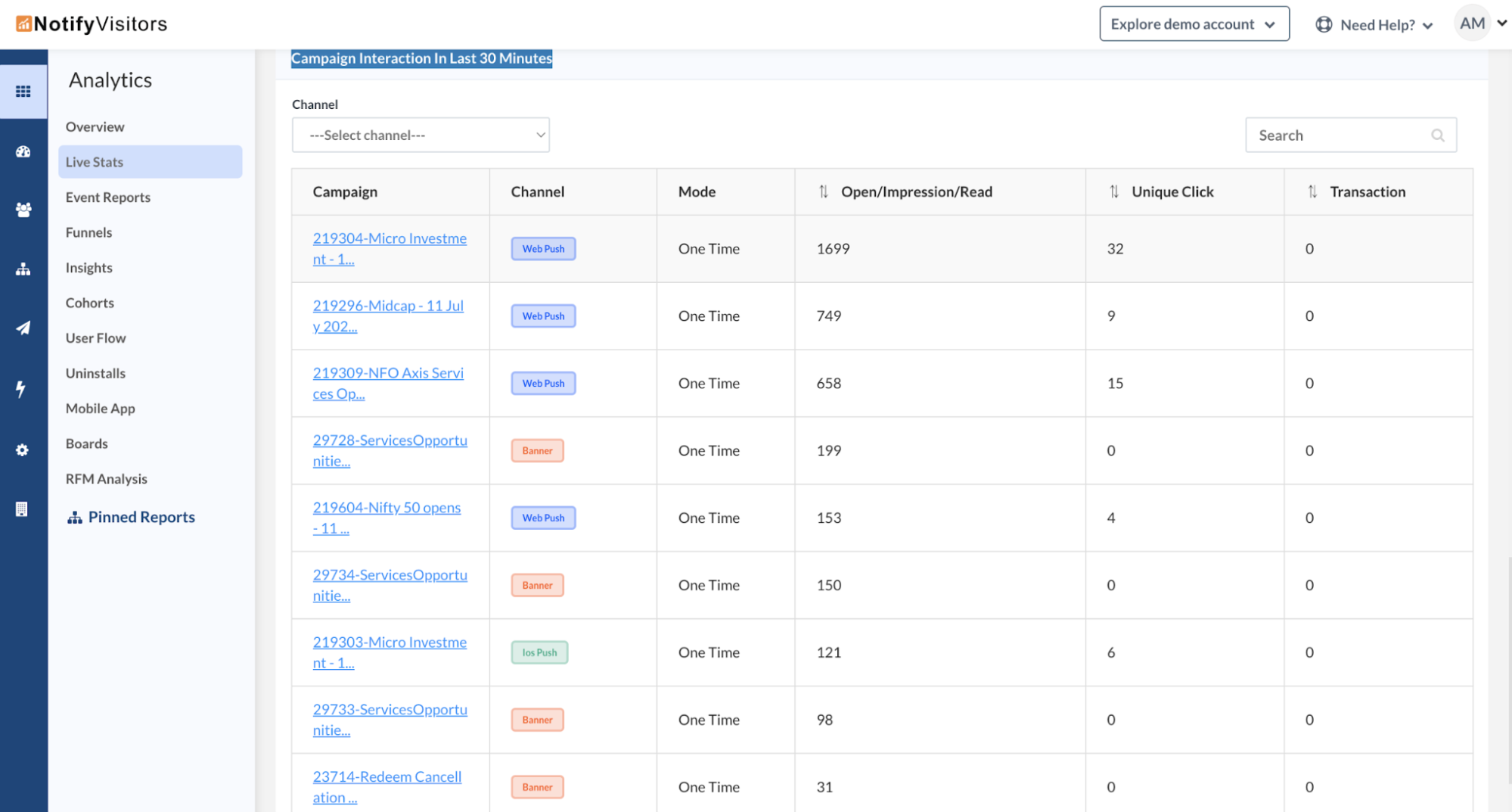 Live stats: Real-time insights at a glance
