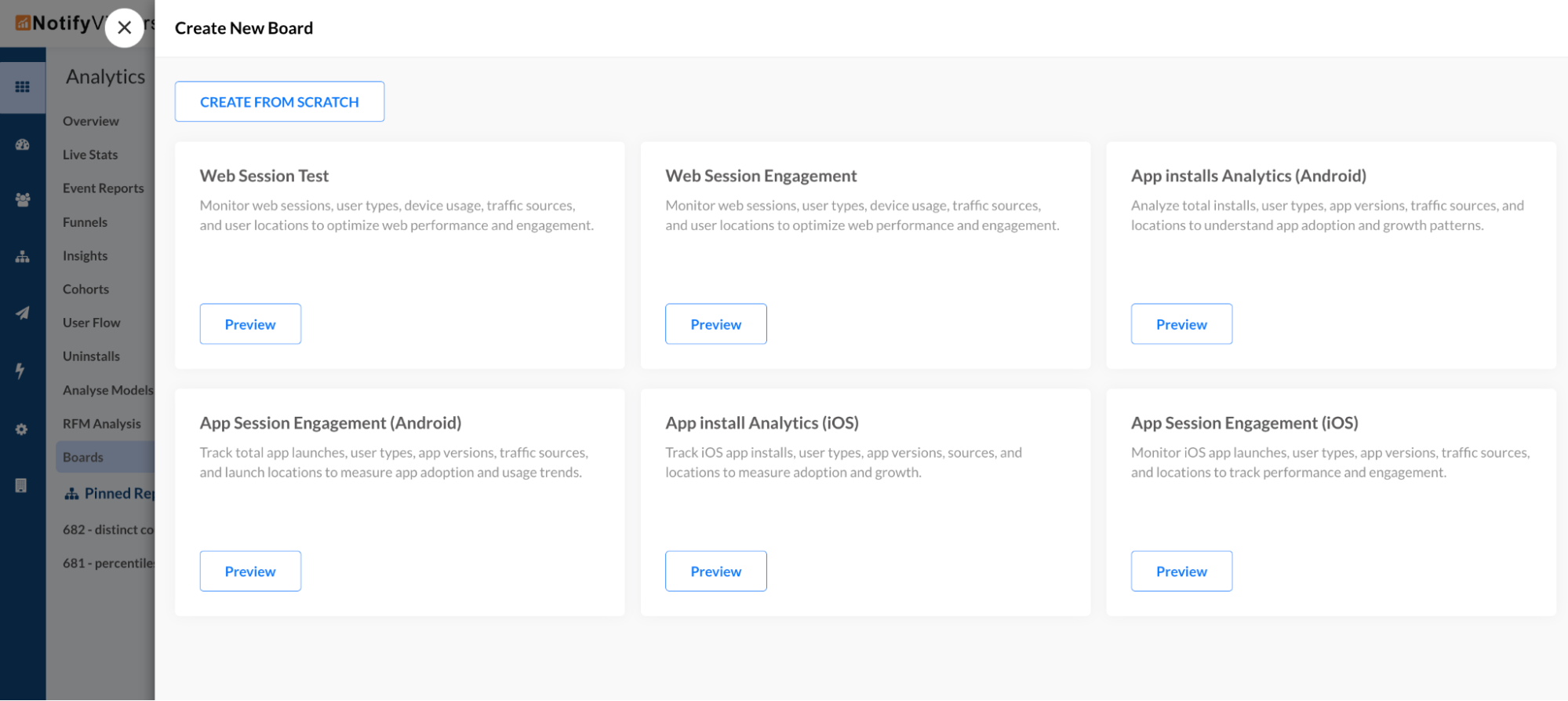 Prebuilt custom board templates: Create reports instantly
