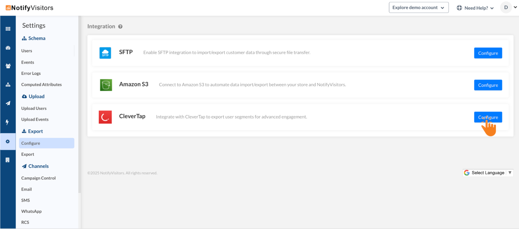Export NotifyVisitors segments to CleverTap
