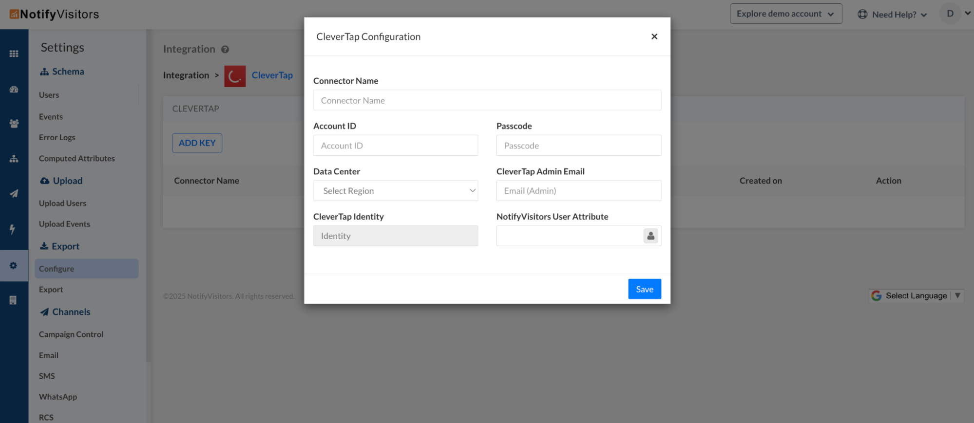 Export NotifyVisitors segments to CleverTap
