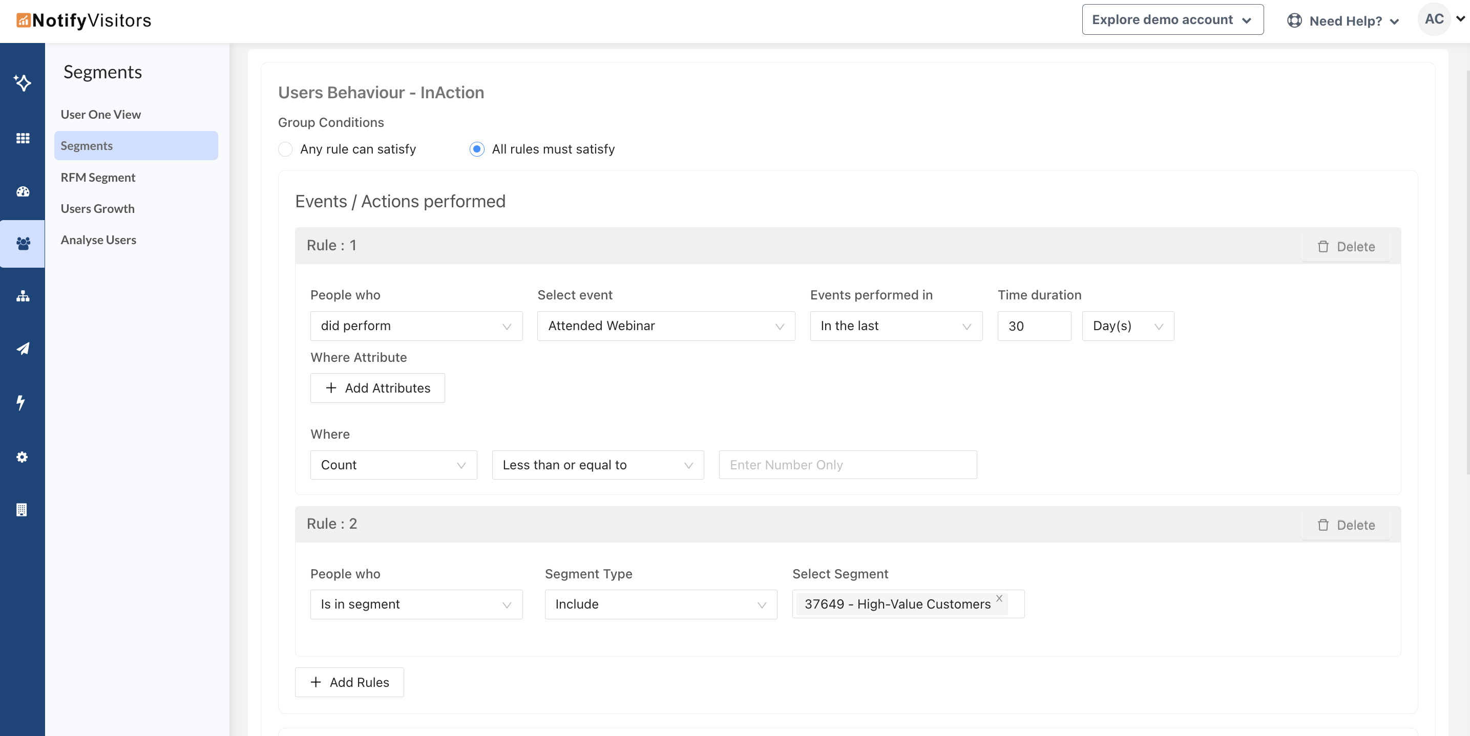 Introducing “Is in Segment” rule