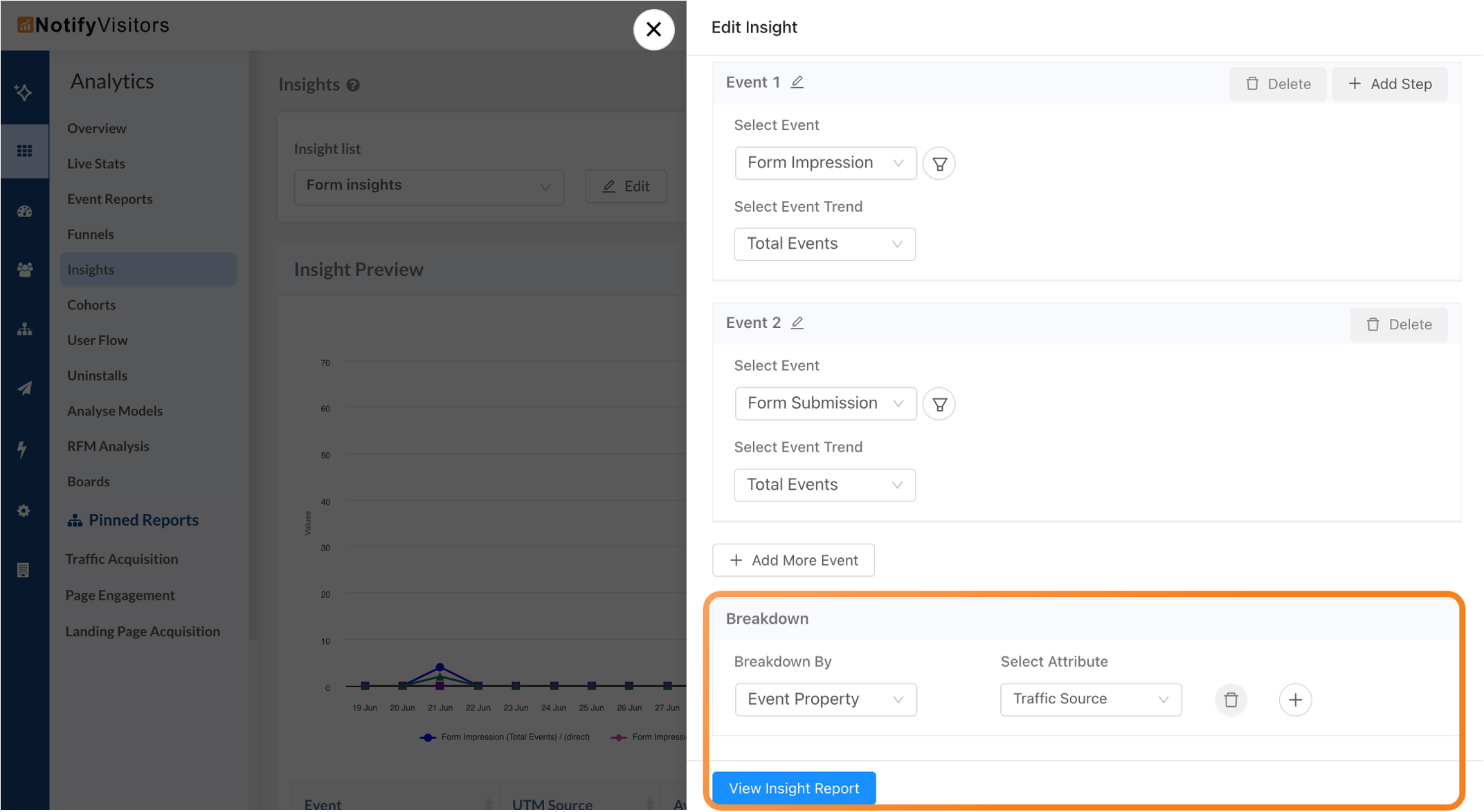 New “Breakdown by” property in Insights Reports