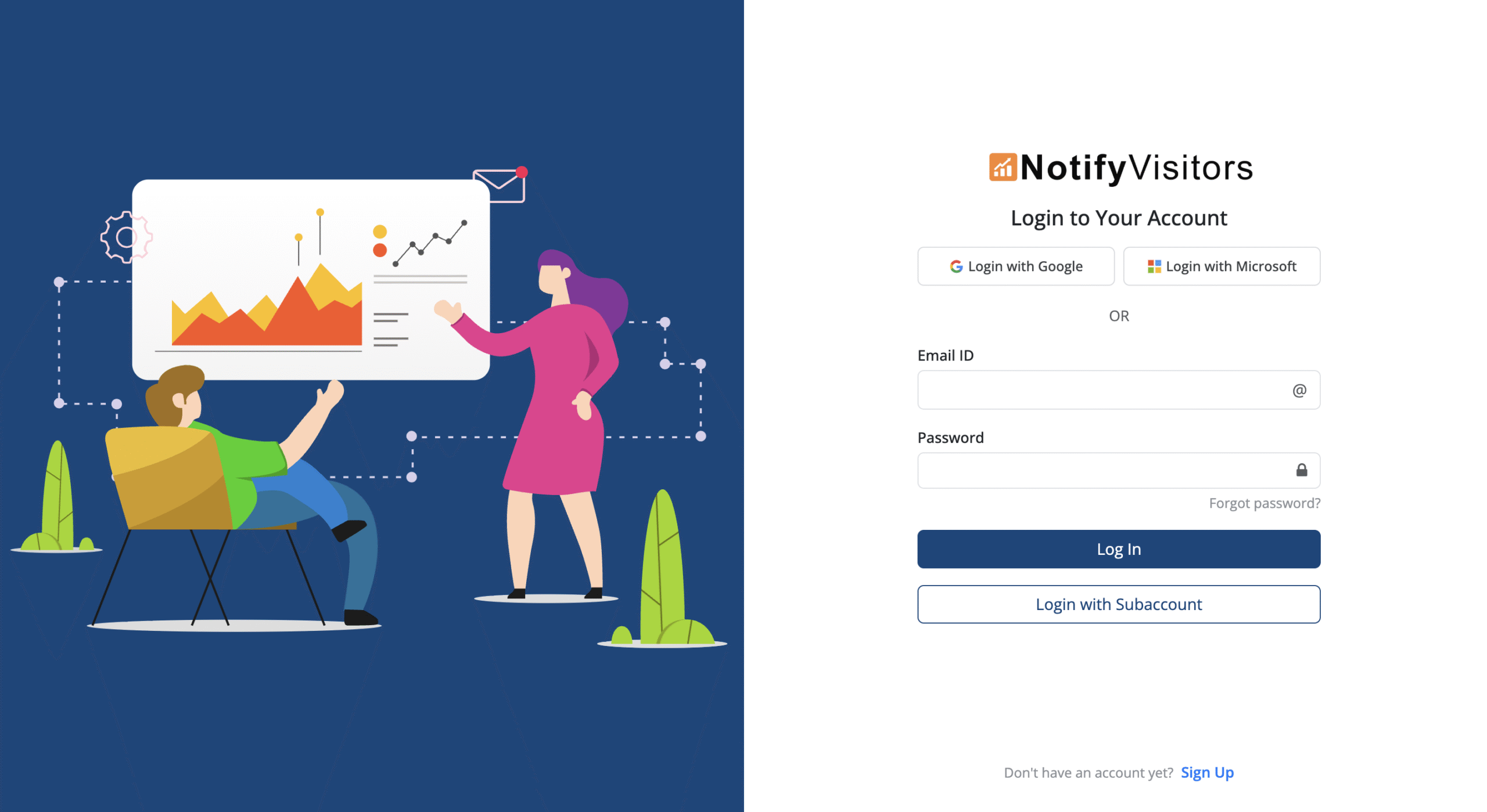 NotifyVisitors Login (Google & Microsoft Login Support)