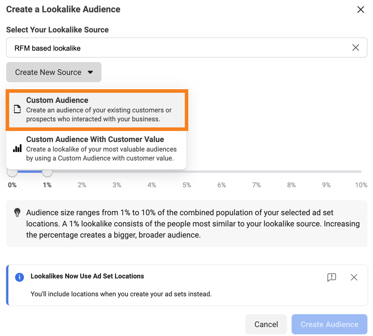 Create lookalike audience