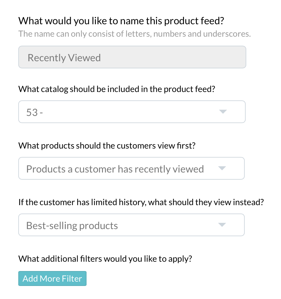 Product feed for cross sell upsell