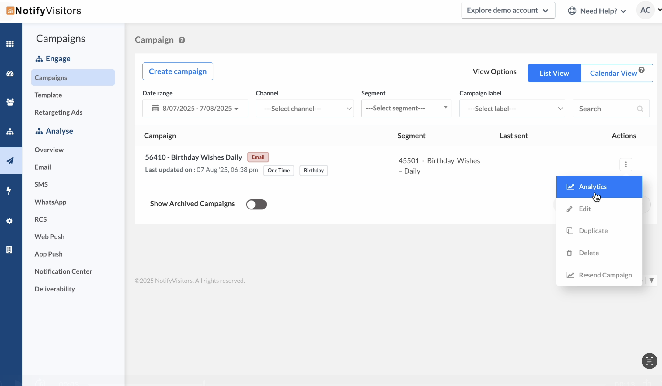 Monitoring campaign performance